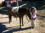 Christmas. Uruguay, Punta del Diablo. Christmas Eve horseback ride. Wendy!